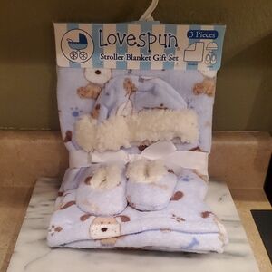 Blue Stroller Blanket Gift Set
